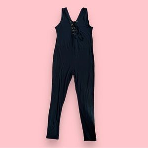 Peachy Girl Black Lace Up Jumpsuit - Size XL